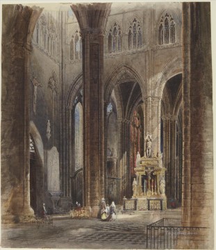 Interior de la catedral de Amiens David Roberts Pinturas al óleo